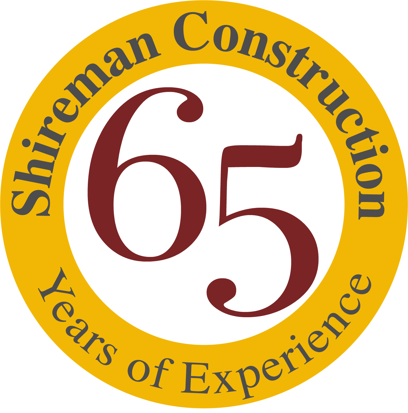 Shireman 65 Years Logo Yellow and Red
